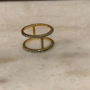 Teal blue bar ring - approx size 7